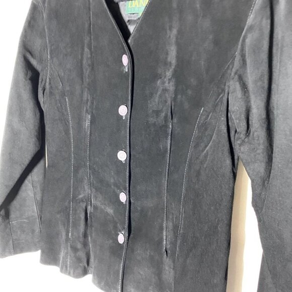 Vintage Danier black suede button front light jacket 90s blazer S - Picture 10 of 13